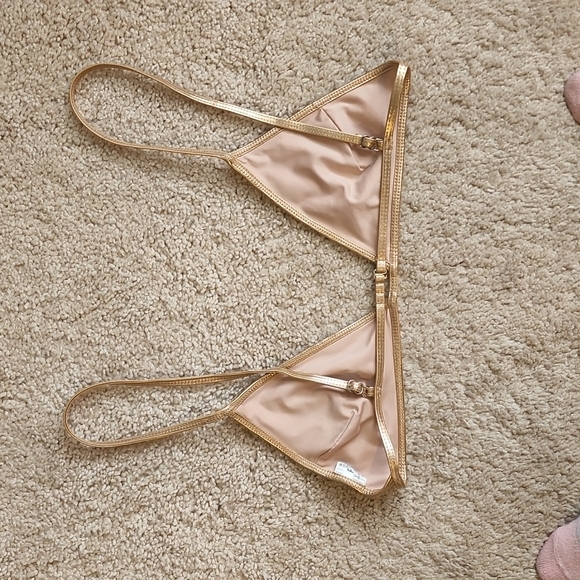 GOLD Metallic Bikini Top Tag Missing Size S - Picture 2 of 5